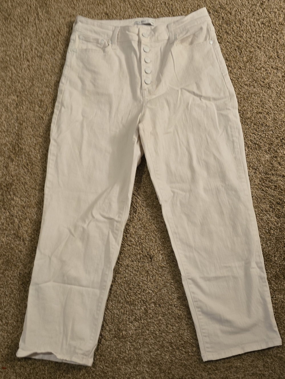Nine West White Button-Fly Chinos